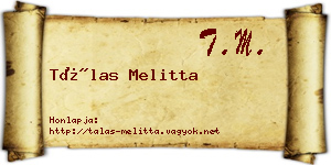 Tálas Melitta névjegykártya