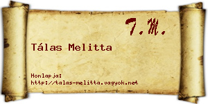 Tálas Melitta névjegykártya